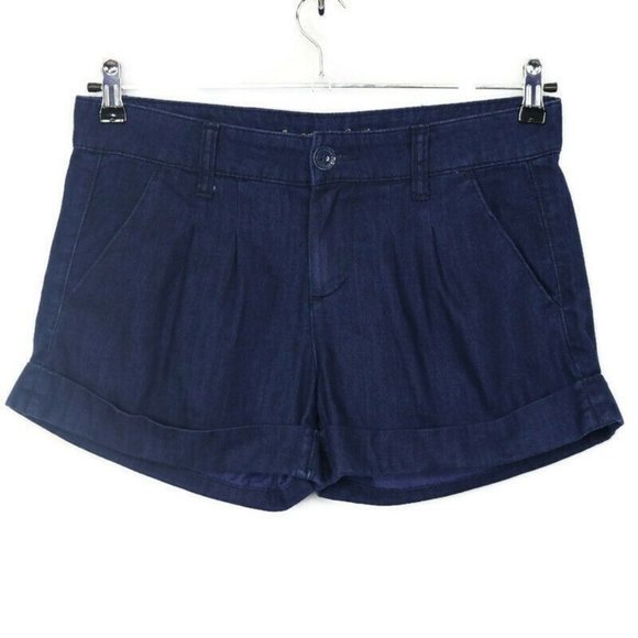 American Eagle Jean Shorts Pleated Cuffed‎ Button Flap Pocket Dark 6 - Picture 1 of 11